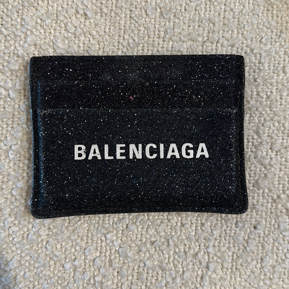 Balenciaga black glitter card holder